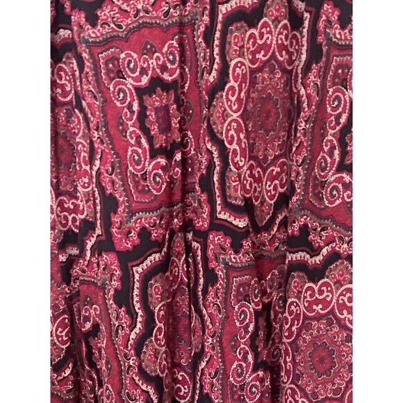 VTG Red & Black Paisley Midi Skirt Sz 16 East 5th Boho - Picture 5 of 9